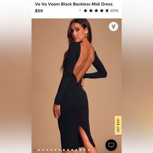 Lulus Va Va Voom Black Backless Midi Dress
